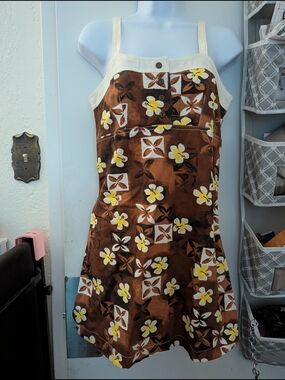Women's/Teen Brown Floral Sundress with Cream Straps
